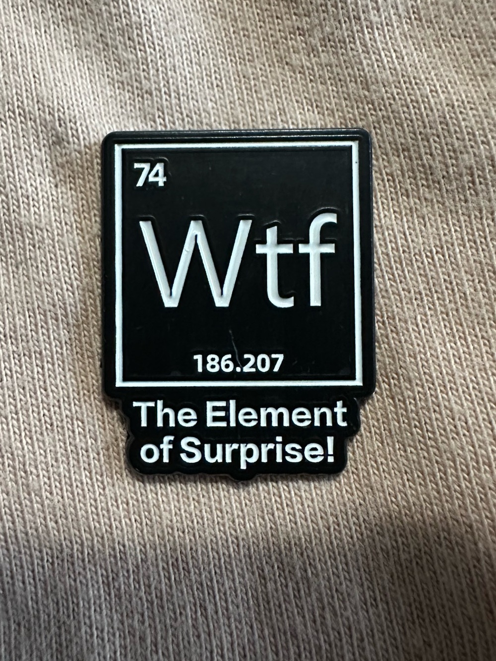 Wtf 'Element of Surprise' Enamel Pin - Black & White